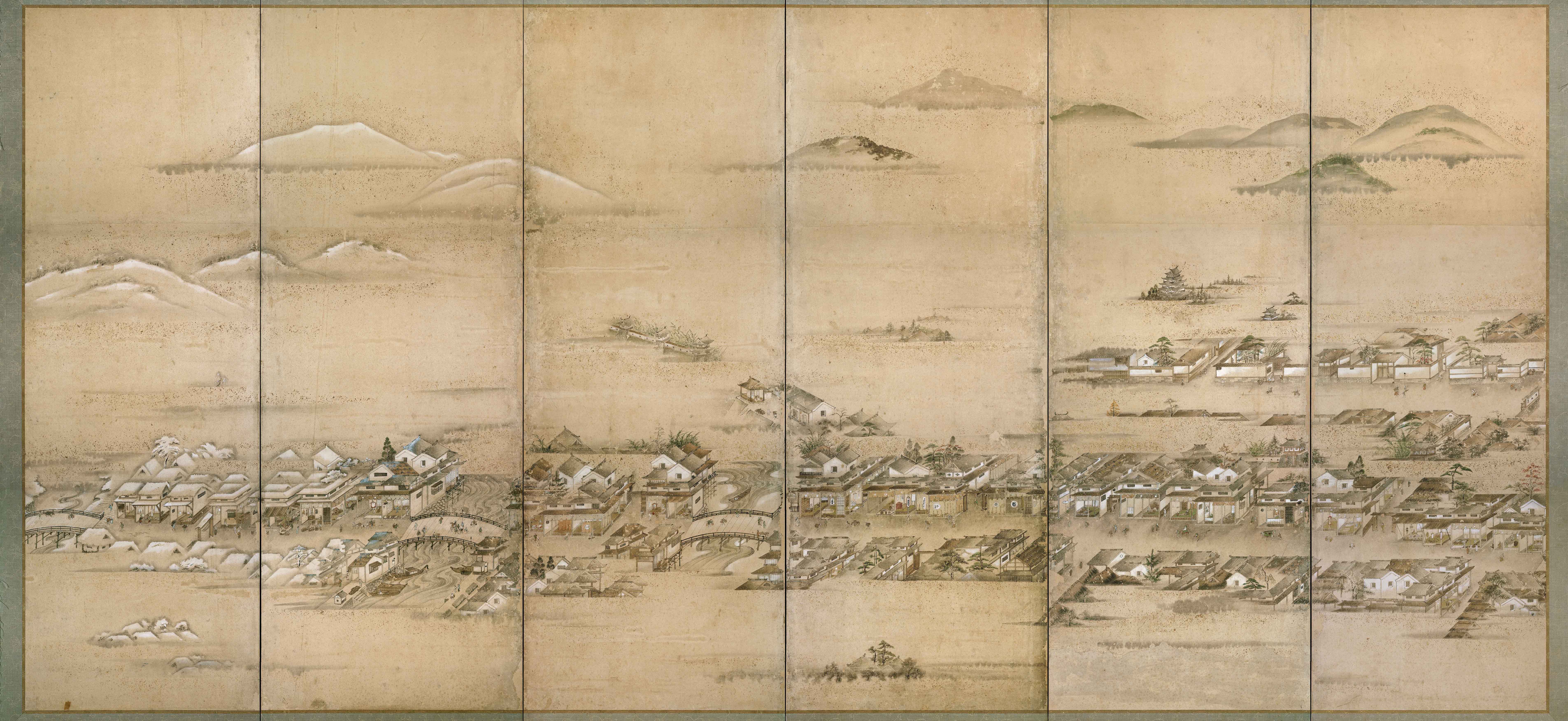 広島城下絵屏風左隻