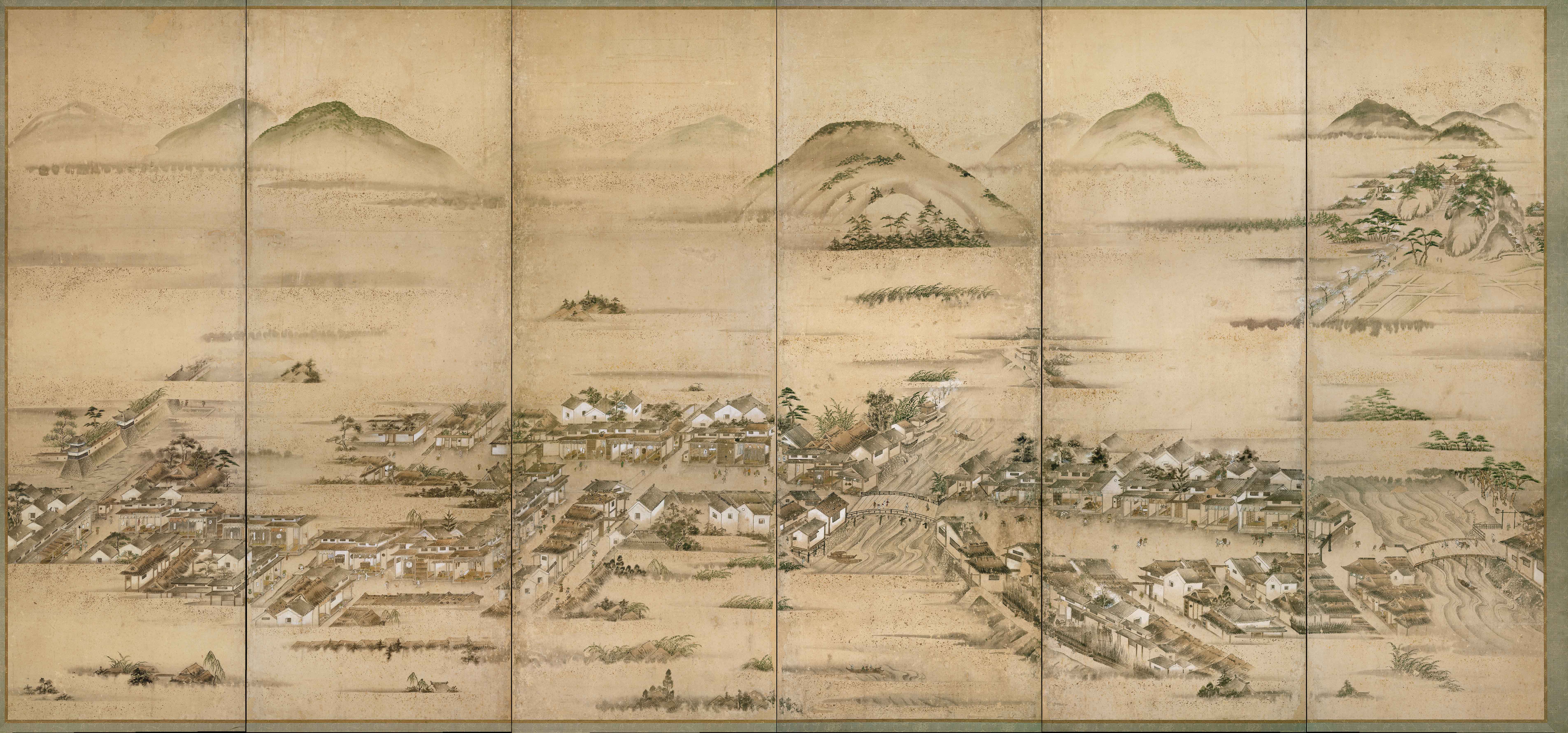 広島城下絵屏風右隻